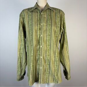 ❤️ Ted Baker Olive Striped Shirt 4 (L) *Flaw